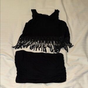 Black Fringe Top & Tube Top